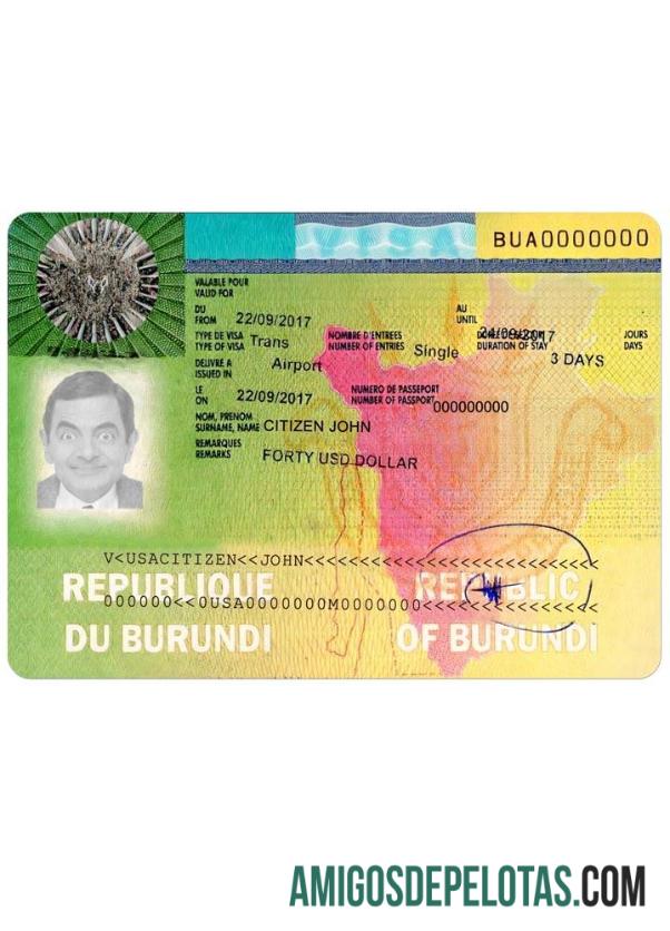 Visto de viagem para Burundi modelo